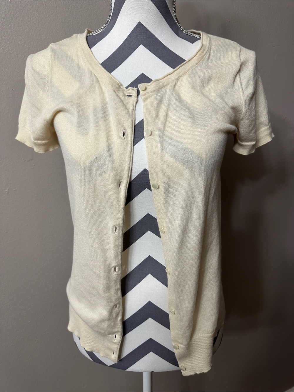 LOFT XS cream cardigan dainty short sleeve button down